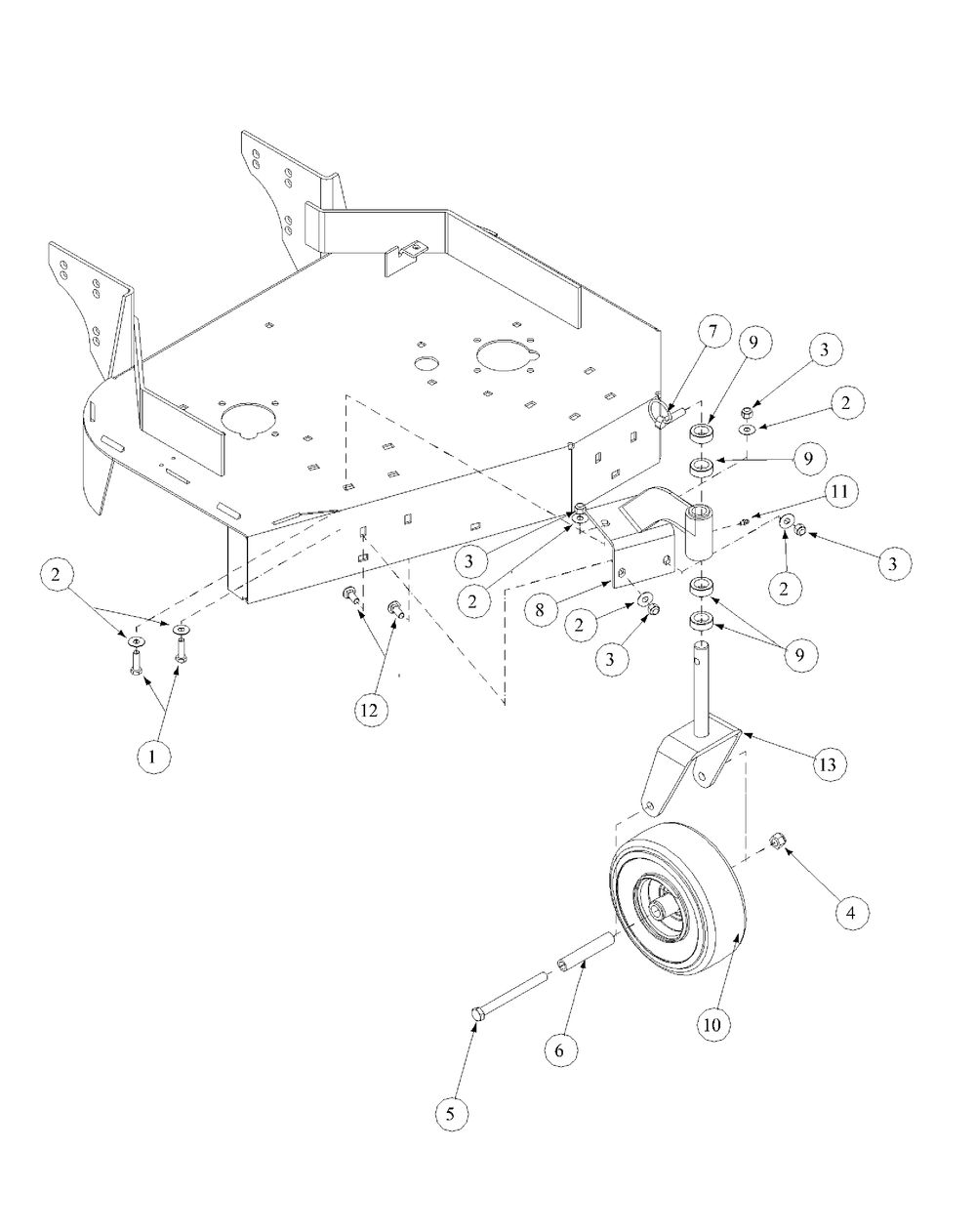 Caster Assembly Diagram and Parts List for G1752 55AE224T150-WAM Cub Cadet Lawn Mower